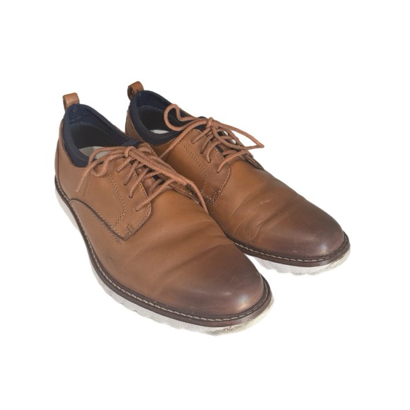 JOHNSTON & MURPHY DRESS SHOES MEN\'S 9.5M DUNCAN PLAIN TOE‎ TAN LEATHER 5910826